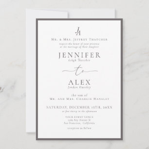 Classic Elegant Monogram Wedding Einladung