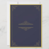Classic Elegant navy-blue and Gold vintage Wedding (Rückseite)