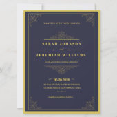 Classic Elegant navy-blue and Gold vintage Wedding (Vorderseite)