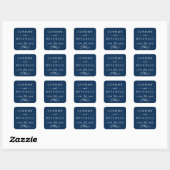 Classic Elegant Navy Blue Custom Wedding Monogram Quadratischer Aufkleber (Blatt)
