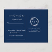 Classic Elegant Navy Blue Hochzeit RSVP Postcard Postkarte (Rückseite)
