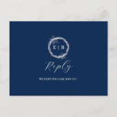 Classic Elegant Navy Blue Hochzeit RSVP Postcard Postkarte (Vorderseite)
