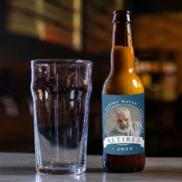 Classic Elegant Navy Blue Rereifen Großvater Foto Bierflaschenetikett