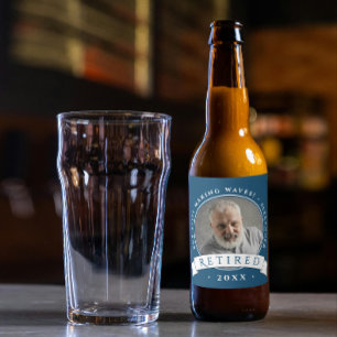 Classic Elegant Navy Blue Rereifen Großvater Foto Bierflaschenetikett