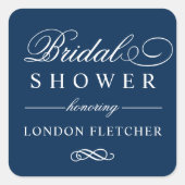 Classic Elegant Navy Blue Wedding Brautparty Quadratischer Aufkleber (Vorderseite)