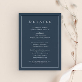 Classic Elegant Navy Blue Wedding Details Begleitkarte