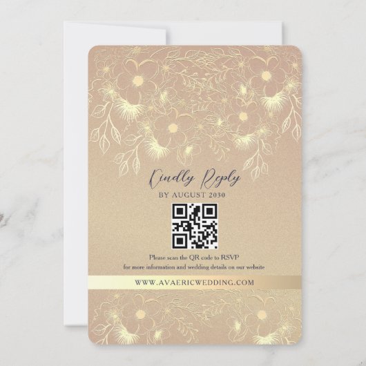 Classic Elegant Navy Blue Wedding Einladung (Rückseite)