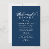 Classic Elegant Navy Blue Wedding Probe Dinner Einladung (Vorderseite)