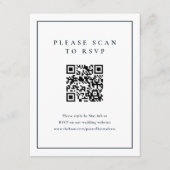 Classic Elegant Navy Blue Wedding QR Code Begleitkarte (Vorderseite)