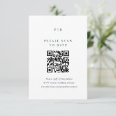 Classic Elegant Navy Blue Wedding QR Code RSVP Karte (Stehend Vorderseite)