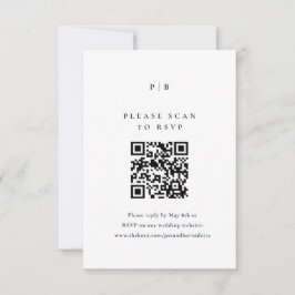 Classic Elegant Navy Blue Wedding QR Code RSVP Karte
