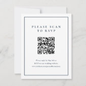 Classic Elegant Navy Blue Wedding QR Code RSVP Karte (Vorderseite)