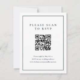 Classic Elegant Navy Blue Wedding QR Code RSVP Karte