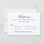 Classic Elegant Navy Blue Wedding RSVP Karte (Vorderseite)