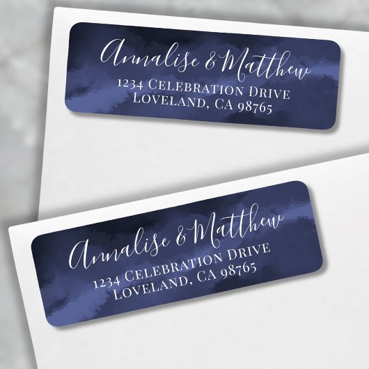 Classic Elegant Navy Blue Wedding Rücksendeadresse