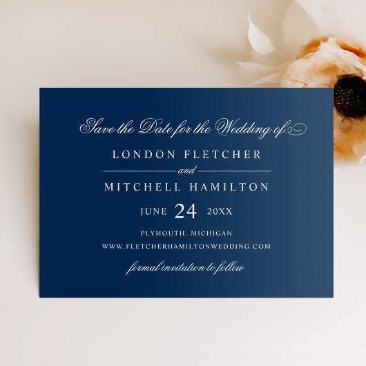 Classic Elegant Navy Blue Wedding Save The Date