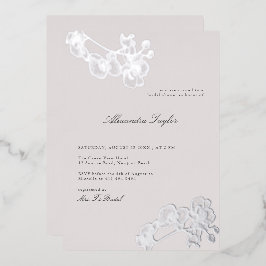 Classic Elegant Orchid Silver Floral Brautparty Folieneinladung