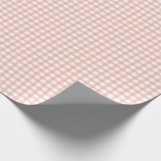 Classic Elegant Pastel Peach Gingham Pattern Geschenkpapier (Ecke)
