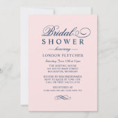 Classic Elegant Pink Navy Wedding Brautparty Einladung (Vorderseite)