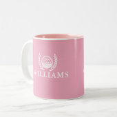 Classic Elegant Pink Personalized Name Monogram Zweifarbige Tasse (Vorderseite Links)