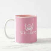 Classic Elegant Pink Personalized Name Monogram Zweifarbige Tasse (Links)