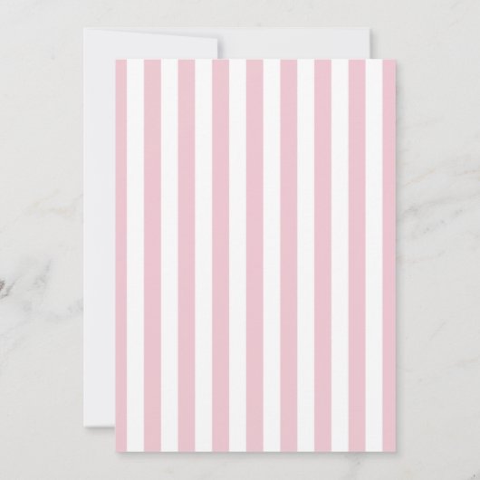 Classic Elegant Pink Stripes Girl Baby Shower Einladung (Rückseite)