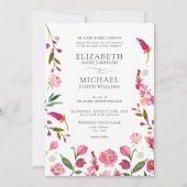 Classic Elegant Pink Watercolor Blume Hochzeit Einladung (Vorderseite)