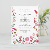 Classic Elegant Pink Watercolor Blume Hochzeit Einladung (Stehend Vorderseite)