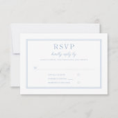 Classic Elegant Powder Blue Script Wedding RSVP Karte (Vorderseite)