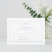 Classic Elegant Powder Blue Script Wedding RSVP Karte (Stehend Vorderseite)