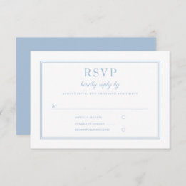 Classic Elegant Powder Blue Script Wedding RSVP Karte