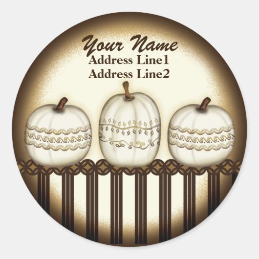 Classic Elegant Pumpkin Address Label Runder Aufkleber (Vorderseite)