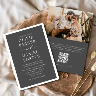 Classic Elegant QR Code Foto Minimalistisch Hochze Einladung