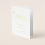 Classic Elegant Real Foil Wedding Program Booklet Folienkarte<br><div class="desc">MYRA FOIL ・ Dieses klassische Script-Programm für Hochzeiten ist für romantische und/oder formelle Hochzeiten konzipiert. Das Cover in echter Goldfolie mit den traditionellen Schwarz-Weiß-Hochzeitsfarben, die fabelhafte Schriftzeichen-Kalligraphie und der formale Stil für den Kopierungstext zusammen machen diese zeitlose Sammlung zu einem perfekten Design für eine klassische Hochzeitsarbeit. Auch eine gute Wahl...</div>
