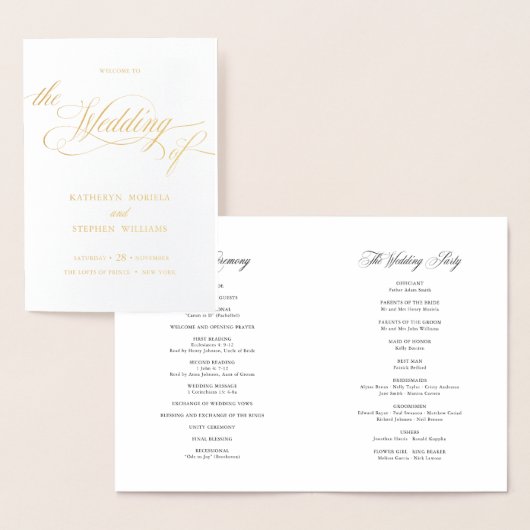 Classic Elegant Real Foil Wedding Program Booklet Folienkarte (Anzeige)