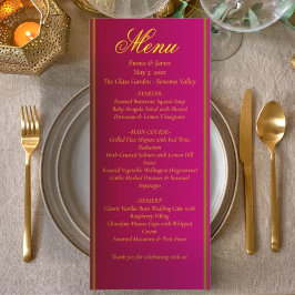 Classic & Elegant Red and Gold Wedding Menu Card Menükarte