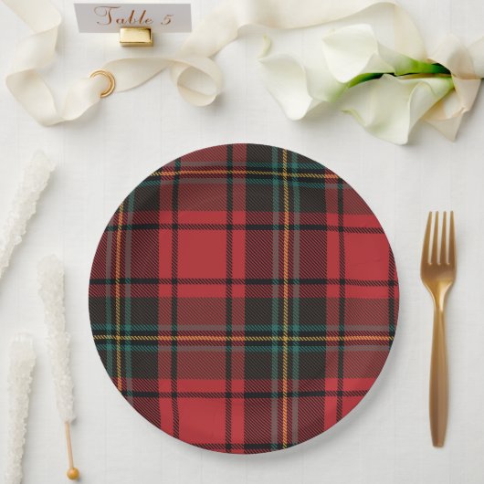 Classic Elegant Red Tartan Weihnachten Pappteller (Hochzeit)