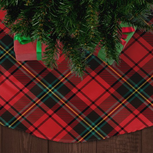Classic Elegant Red Tartan Weihnachten Polyester Weihnachtsbaumdecke