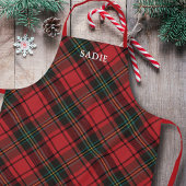 Classic Elegant Red Tartan Weihnachtsname Schürze