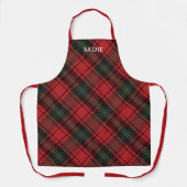 Classic Elegant Red Tartan Weihnachtsname Schürze (Vorderseite)