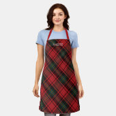 Classic Elegant Red Tartan Weihnachtsname Schürze (Getragen)