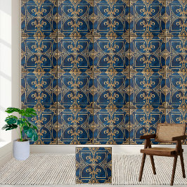 Classic Elegant Royal Blue und Gold Grill Tile Fliese