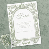 Classic Elegant Sage Arch Floral Frame Wedding Begleitkarte