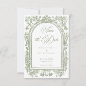Classic Elegant Sage Arch Frame Photo Wedding Save The Date (Vorderseite)