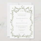 Classic Elegant Sage Green Delicate Floral Wedding Einladung (Vorderseite)