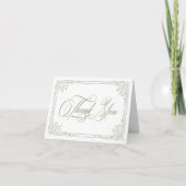 Classic Elegant Sage Green Floral Frame Wedding Dankeskarte (Vorderseite)