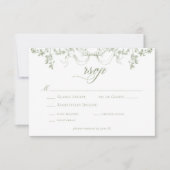 Classic Elegant Sage Green Floral Frame Wedding RSVP Karte (Vorderseite)