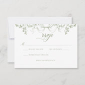 Classic Elegant Sage Green Floral Frame Wedding RSVP Karte (Vorderseite)