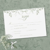Classic Elegant Sage Green Floral Frame Wedding RSVP Karte