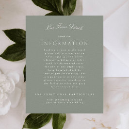 Classic Elegant Sage Green Formal Wedding Begleitkarte